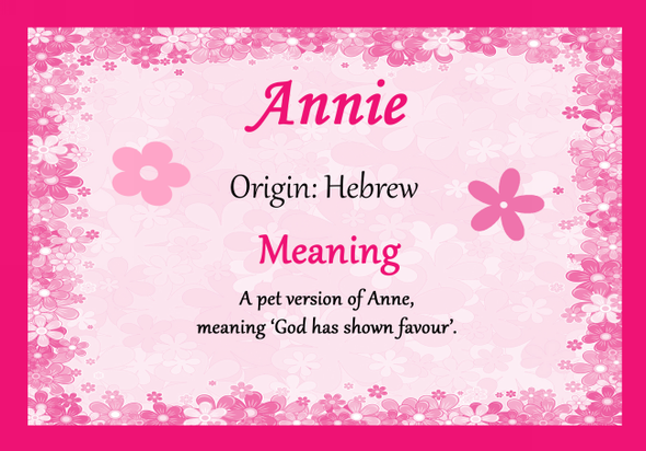 Annie Personalised Name Meaning Certificate