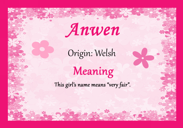 Anwen Personalised Name Meaning Certificate