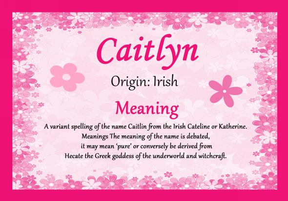 Caitlyn Personalised Name Meaning Certificate