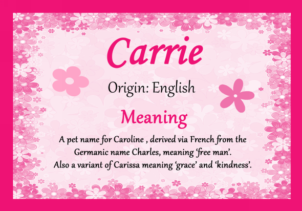 Carrie Personalised Name Meaning Certificate