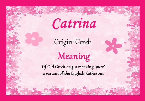 Catrina Personalised Name Meaning Certificate