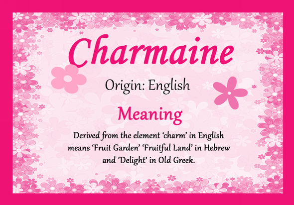 Charmaine Personalised Name Meaning Certificate