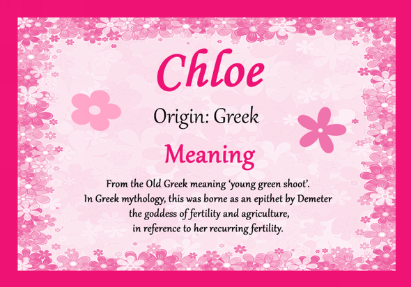 Chloe Personalised Name Meaning Certificate