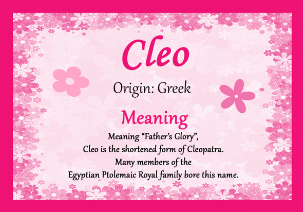 Cleo Personalised Name Meaning Certificate