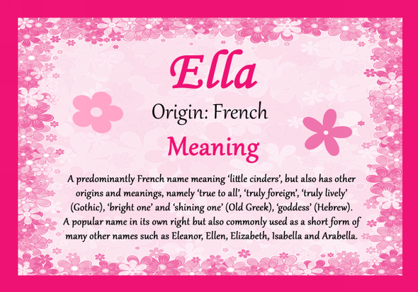 ELLA Personalised Name Meaning Certificate