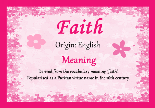 Faith Personalised Name Meaning Certificate