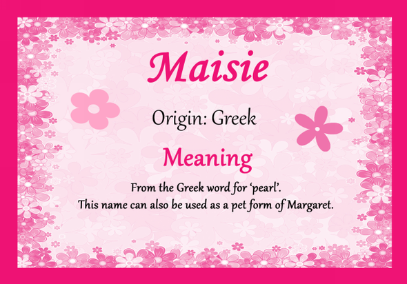 Maisie Personalised Name Meaning Certificate