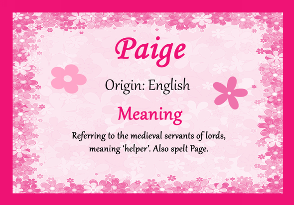 Paige Personalised Name Meaning Certificate