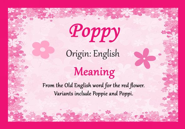 Poppy Personalised Name Meaning Certificate