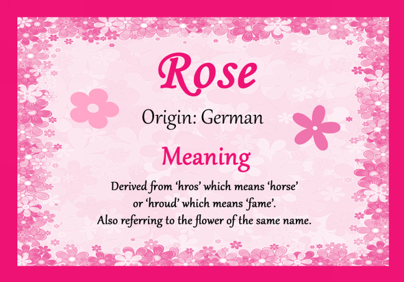 Rose Personalised Name Meaning Certificate