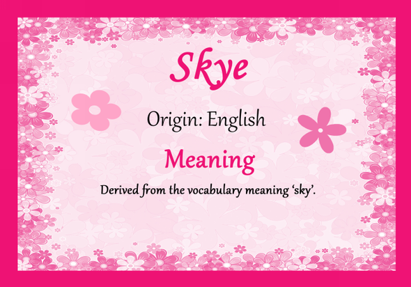 Skye Personalised Name Meaning Certificate