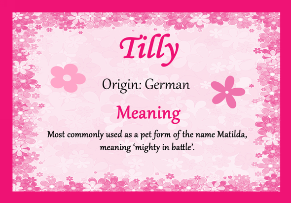 Tilly Personalised Name Meaning Certificate