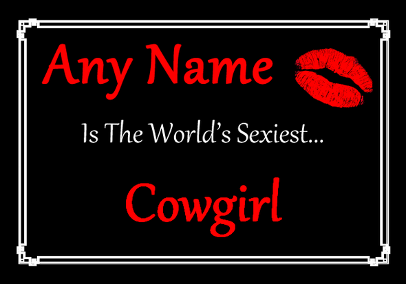 Cowgirl Personalised World's Sexiest Certificate