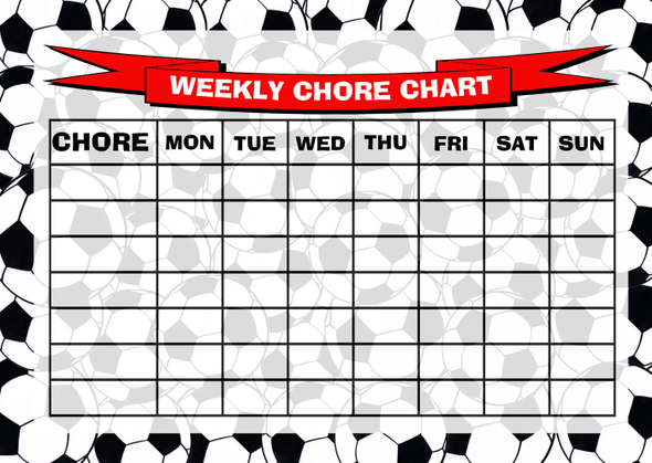 Weekly Chore Rota Task Reward Chart Football