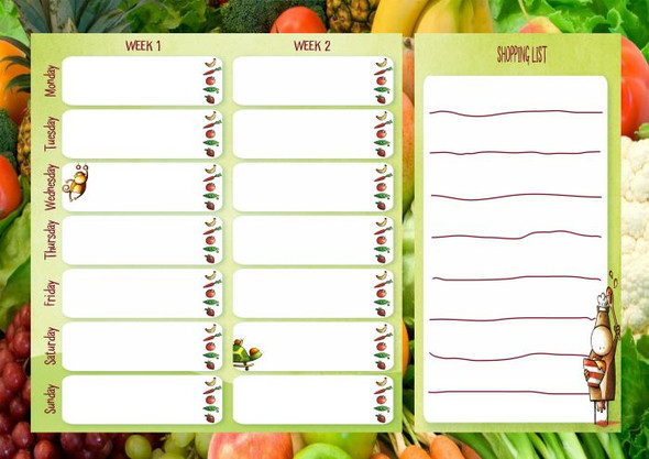 Two Week Meal Planner Chart  Vegetables