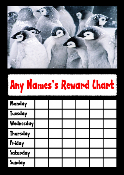 Black Penguins Star Sticker Reward Chart