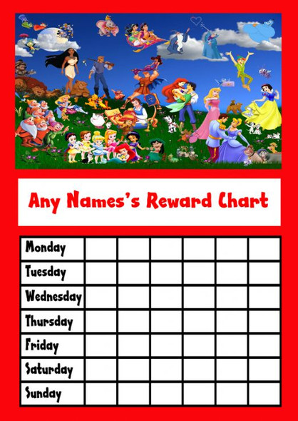 Disney Characters Star Sticker Reward Chart