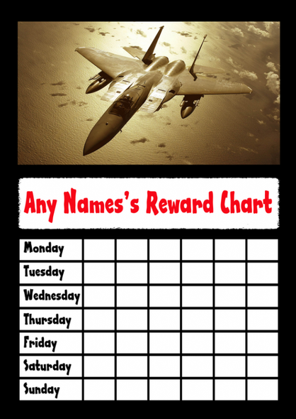 Fighter Jet Plane Star Sticker Reward Chart