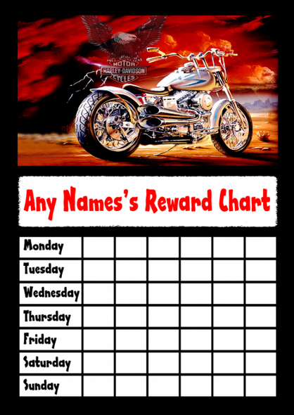 Harley Davidson Motorbike Star Sticker Reward Chart