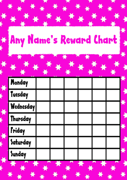 Hot Pink & White Star Sticker Reward Chart