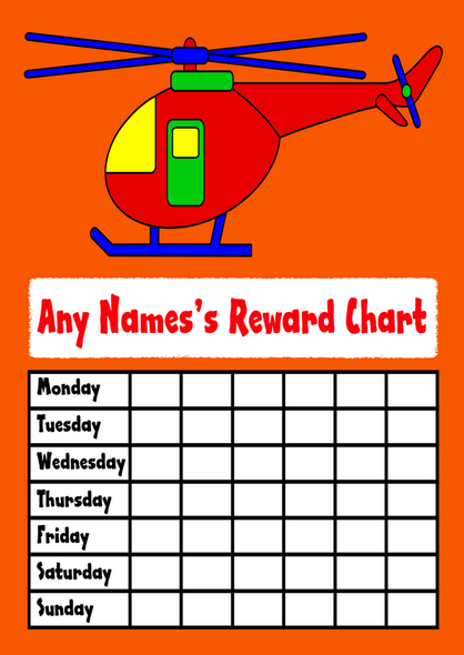 Orange Helicopter Star Sticker Reward Chart
