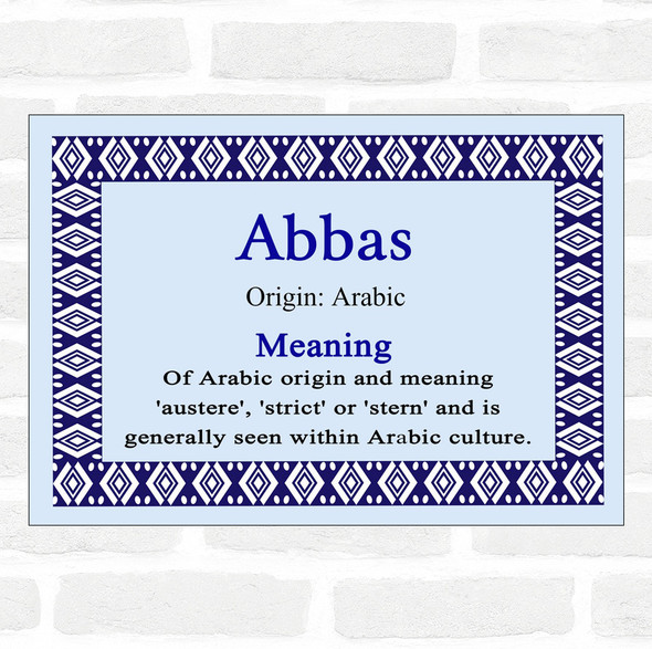 Abbas Name Meaning Blue Certificate