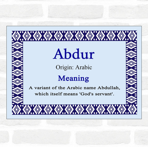 Abdur Name Meaning Blue Certificate