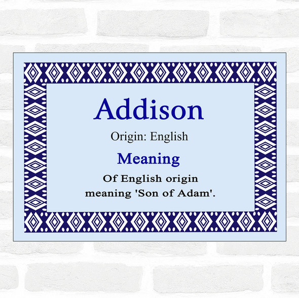 Addison Name Meaning Blue Certificate