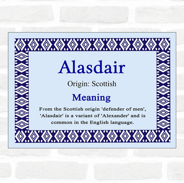 Alasdair Name Meaning Blue Certificate