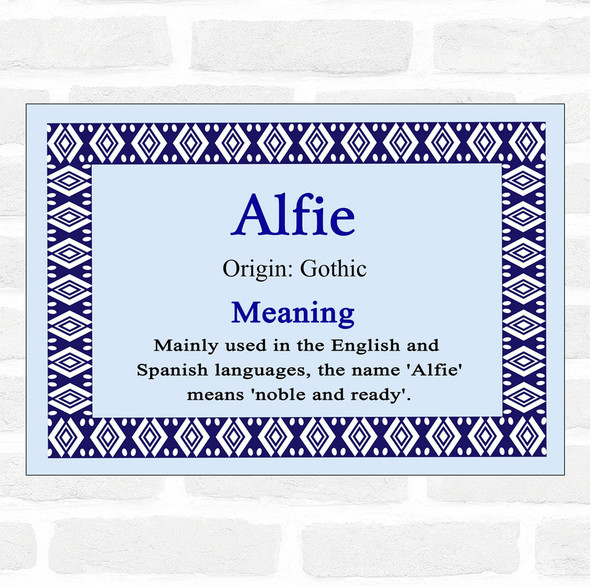 Alfie Name Meaning Blue Certificate