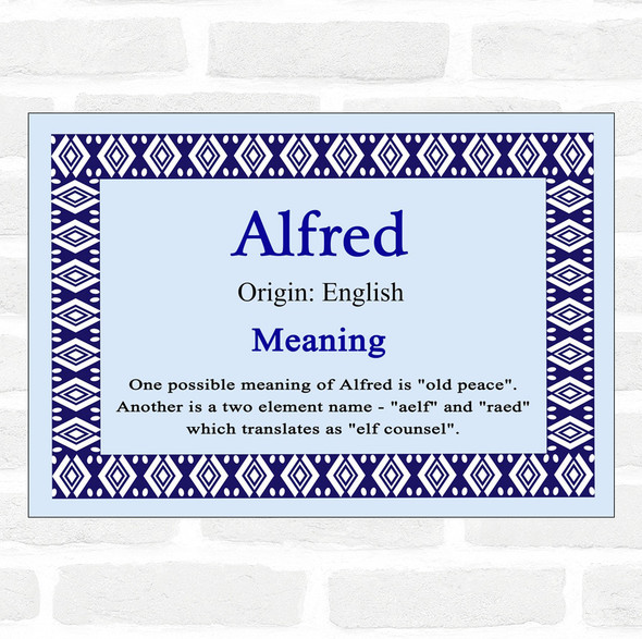 Alfred Name Meaning Blue Certificate
