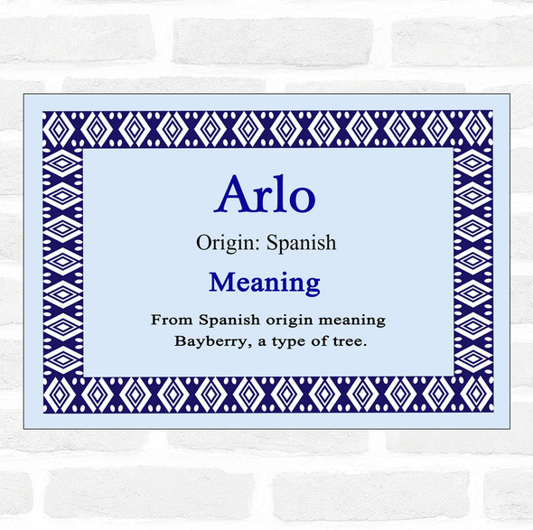 Arlo Name Meaning Blue Certificate