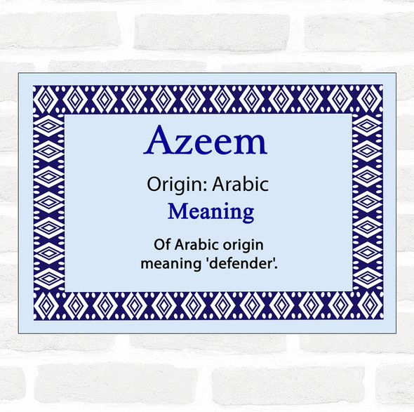Azeem Name Meaning Blue Certificate