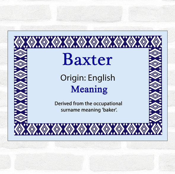 Baxter Name Meaning Blue Certificate