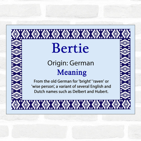 Bertie Name Meaning Blue Certificate