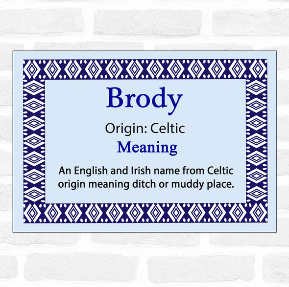 Brody Name Meaning Blue Certificate