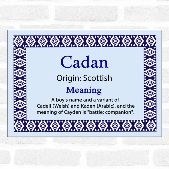 Cadan Name Meaning Blue Certificate