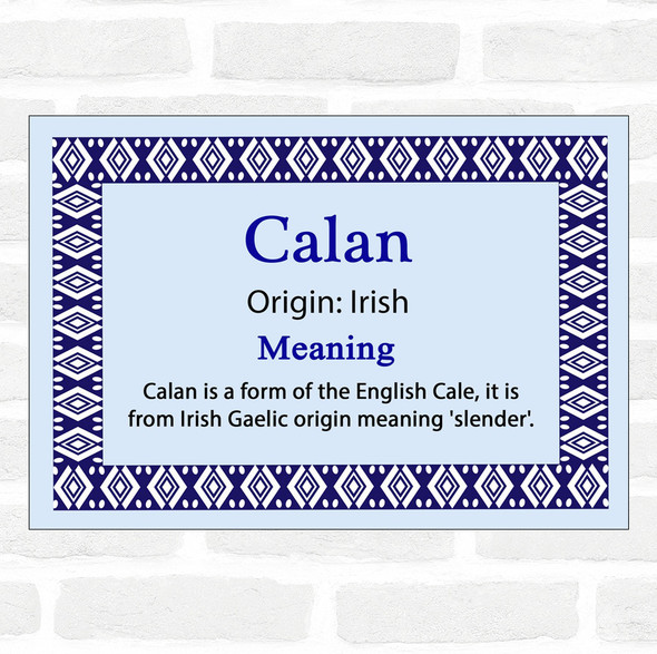 Calan Name Meaning Blue Certificate