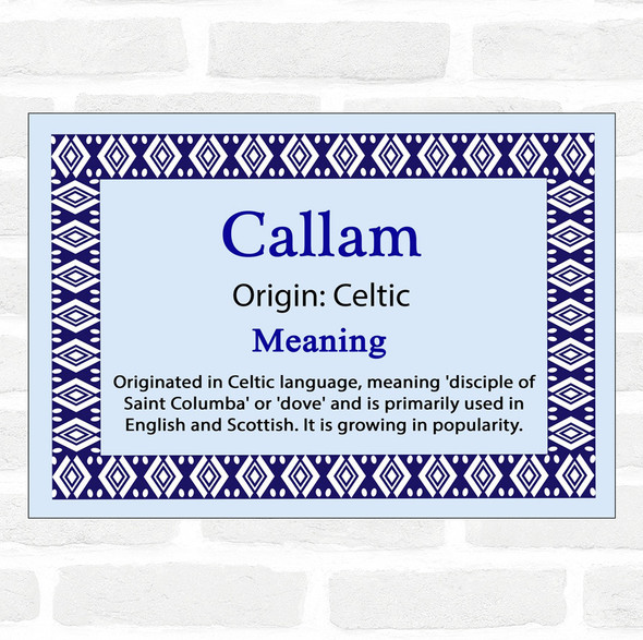 Callam Name Meaning Blue Certificate