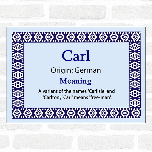 Carl Name Meaning Blue Certificate