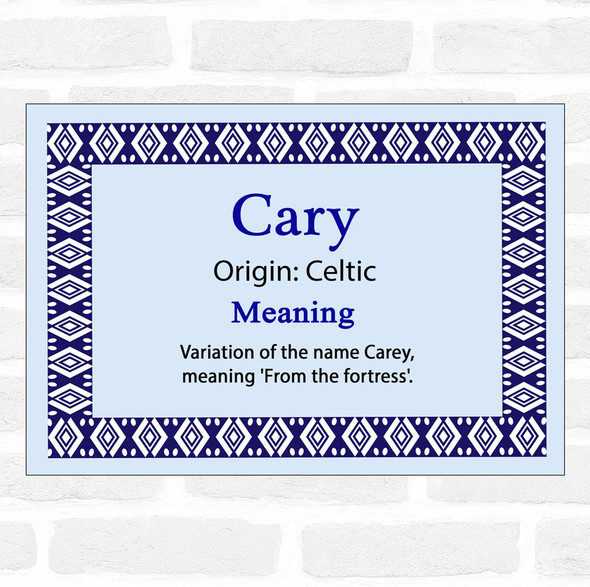 Cary Name Meaning Blue Certificate