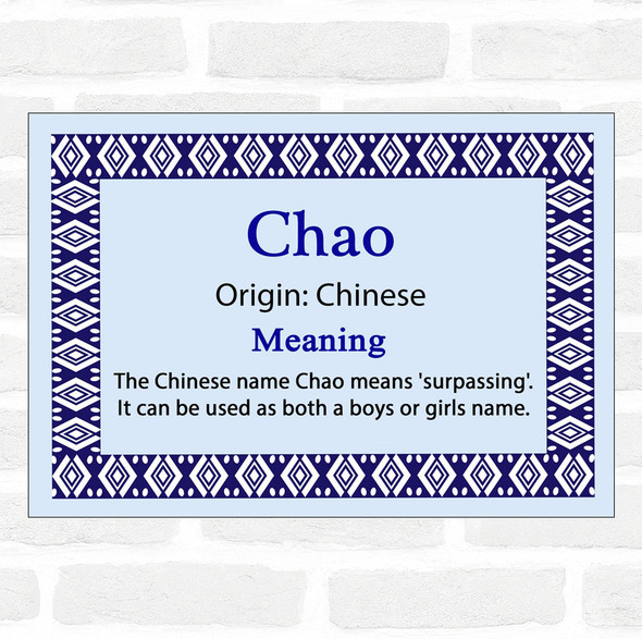 Chao Name Meaning Blue Certificate