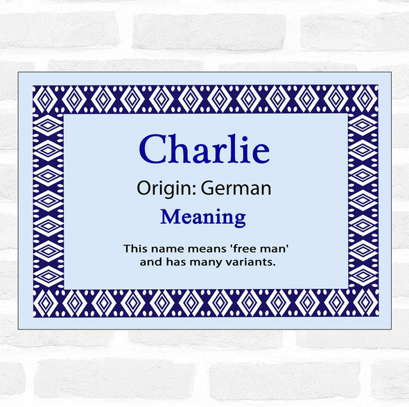 Charlie Name Meaning Blue Certificate