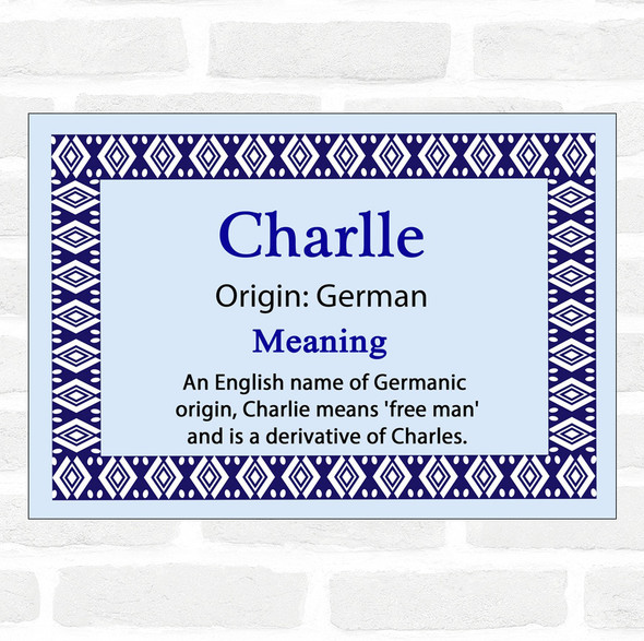 Charlle Name Meaning Blue Certificate