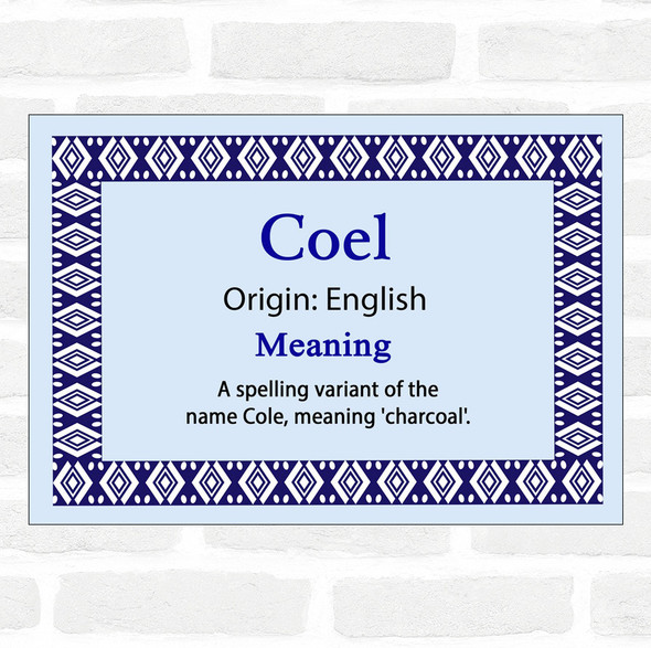 Coel Name Meaning Blue Certificate