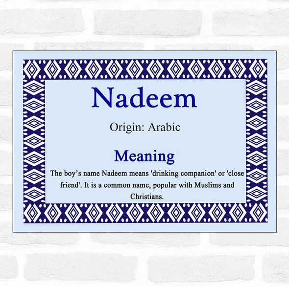 Nadeem Name Meaning Blue Certificate