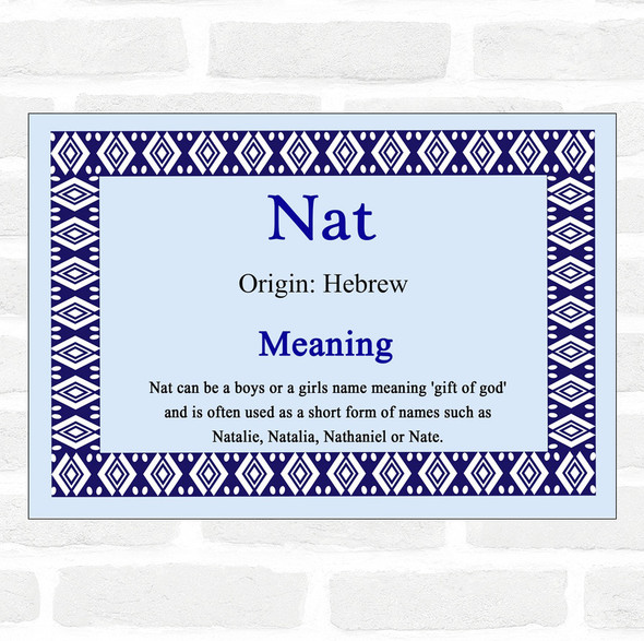 Nat Name Meaning Blue Certificate