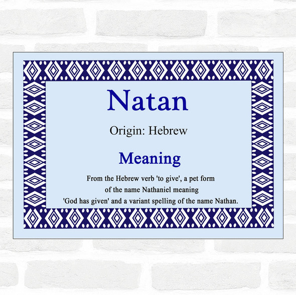 Natan Name Meaning Blue Certificate