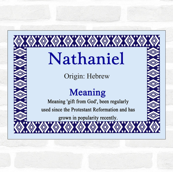 Nathaniel Name Meaning Blue Certificate