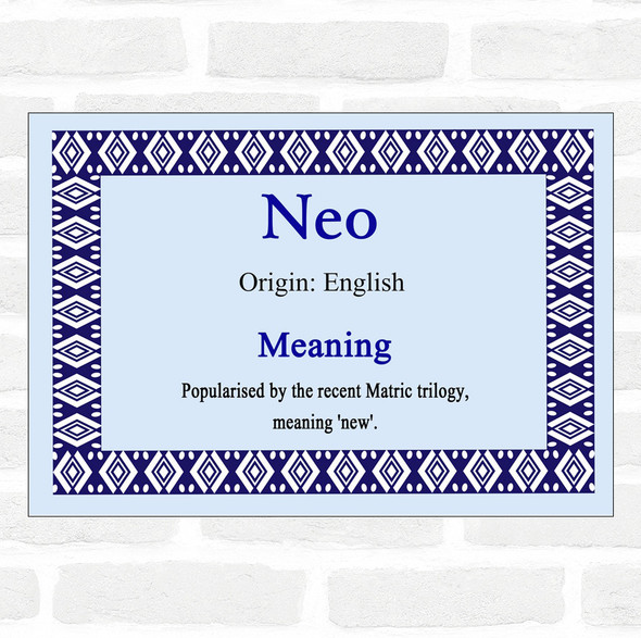 Neo Name Meaning Blue Certificate